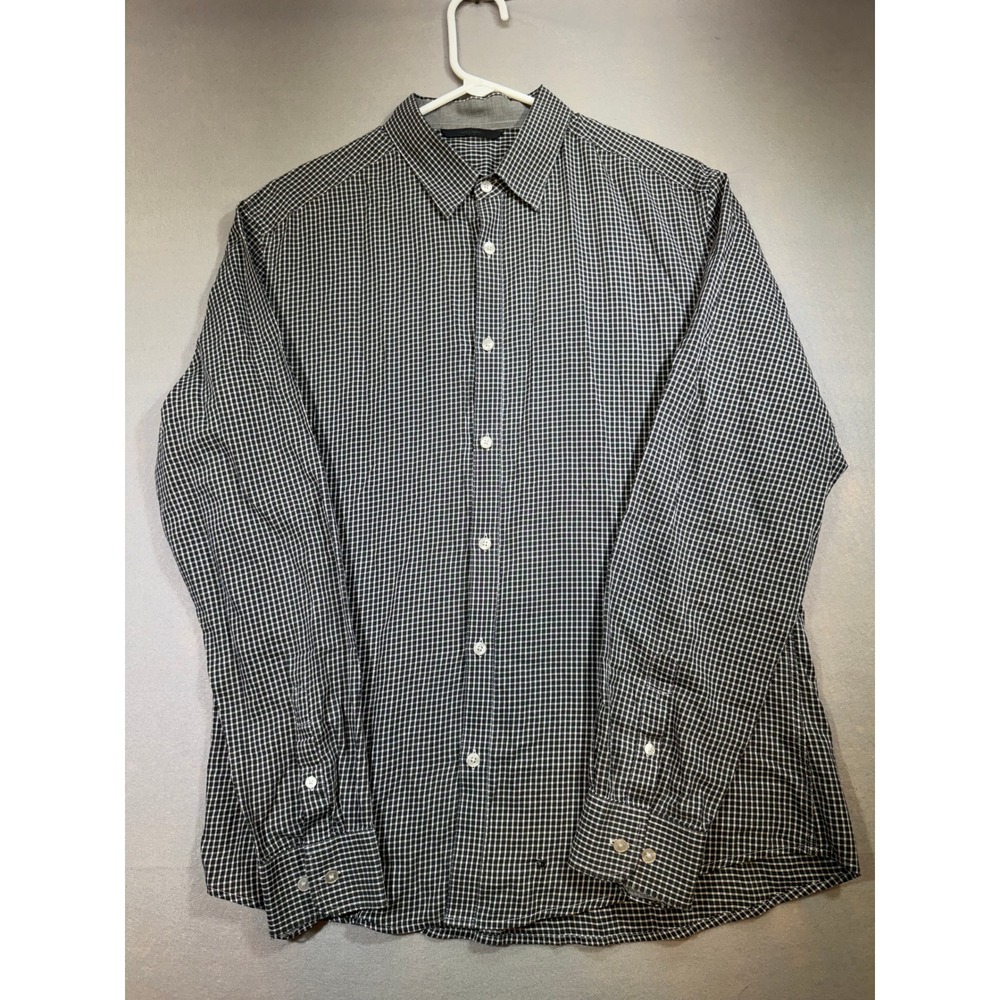 Jack & Jones Mens Button Down Shirt Black White Check Long Sleeve Casual Cotton